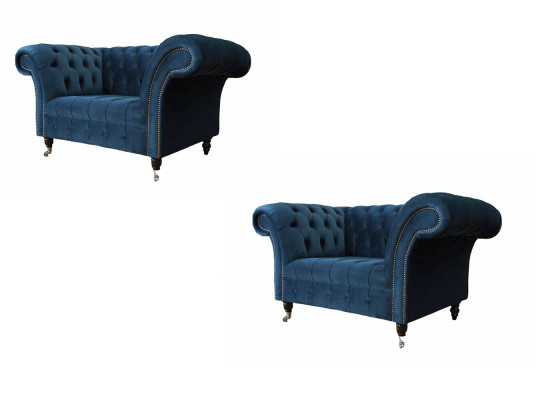 Armchair Chesterfield Furniture Set 2x single seater set luxury armchair couches 2 pieces.