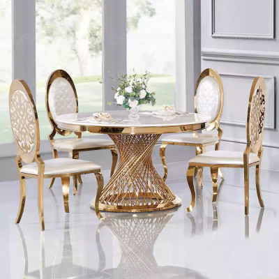 Round Table Golden Base Chrome Round Table Tables Dining Tables Luxury 130cm
