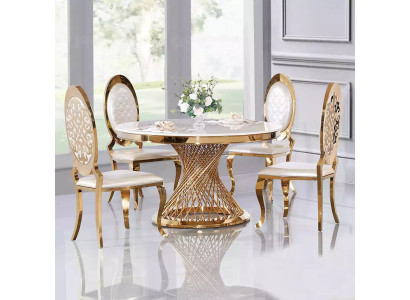 Round Table Golden Base Chrome Round Table Tables Dining Tables Luxury 130cm