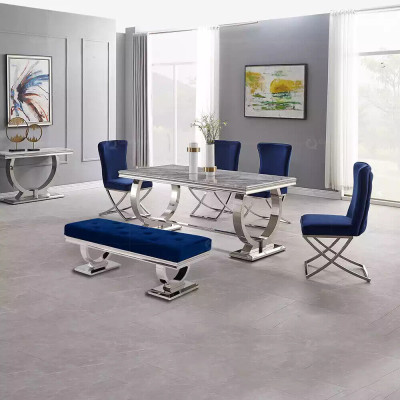 Luxury dining table column table dining room table silver 200x100