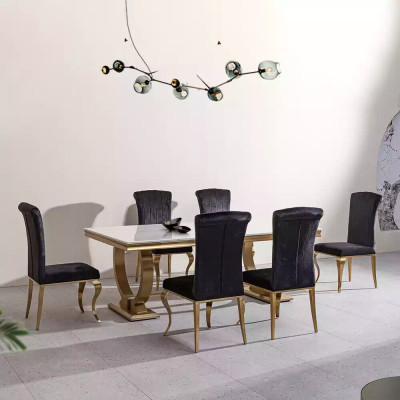 Luxury dining table column table dining room table silver 200x100
