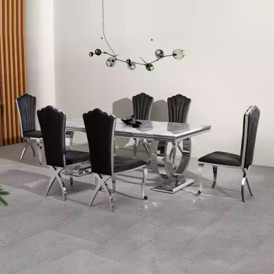 Luxury dining table column table dining room table silver 200x100