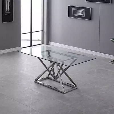 Glass Table Column Tables Silver Tables Glass Tables Table Luxury Furniture 180x90