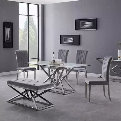 Glass Table Column Tables Silver Tables Glass Tables Table Luxury Furniture 180x90