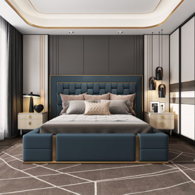 Modern Beds Luxury Sleep Room new Bed Design Luxury Blue Double Bed