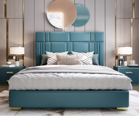 Designer Bed Bedroom Imitation leather Hotel Luxury Upholstery Furniture Designer