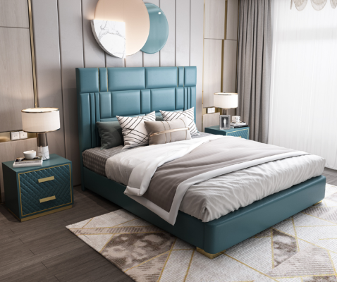 Designer Bed Bedroom Imitation leather Hotel Luxury Upholstery Furniture Designer