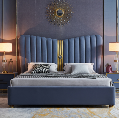 Bed Upholstery Design Luxury Wood Double Beds Bedroom Hotel Furniture new