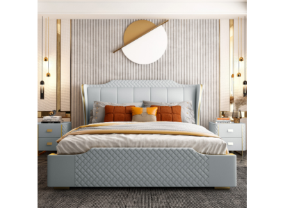 Bed Upholstery Design Luxury Double Hotel Beds Bedroom Imitation leather