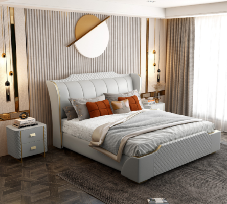 Bed Upholstery Design Luxury Double Hotel Beds Bedroom Imitation leather