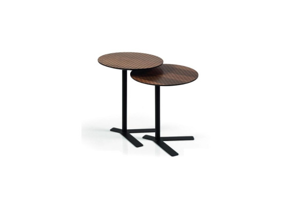 Round Set 2x Side table Designer Furniture Living room brown Tables new