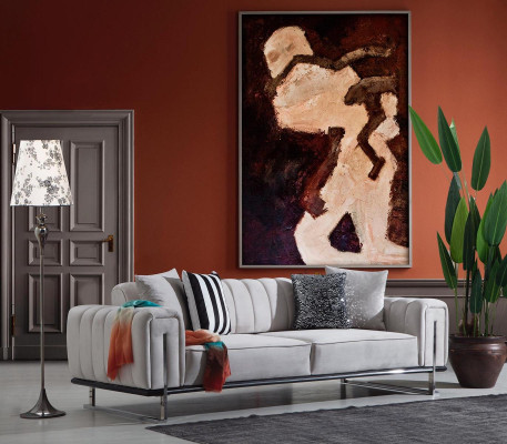 Living room Gray Sofa Couch Three Seater Modern Upholstered Sofas new Seat Furniture