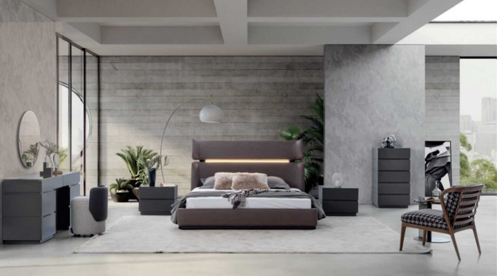 Modern Bedroom set 6tlg Bed 2x Bedside tables Chest of drawers with Mirror