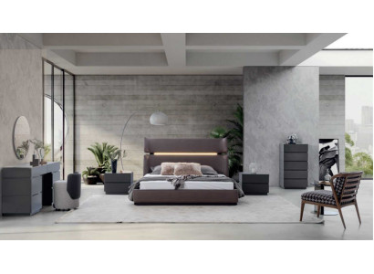 Modern Bedroom set 6tlg Bed 2x Bedside tables Chest of drawers with Mirror