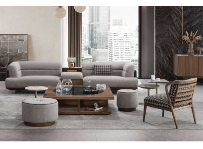 Luxury Sofa Gray Living room Upholstery Textile Three Seater Couch Sofas Couches