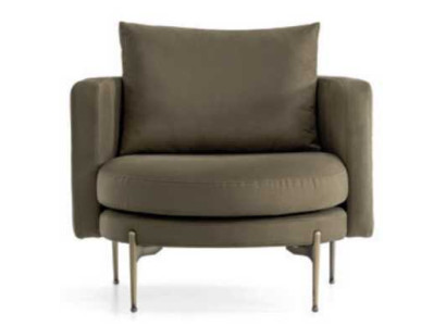 Armchair for Living Room Modern Design Wood with Textile Round Lounge Club