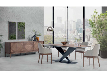 Luxury Set for Dining room 5-piece Table 4x Chairs with Sideboard Tables Wood