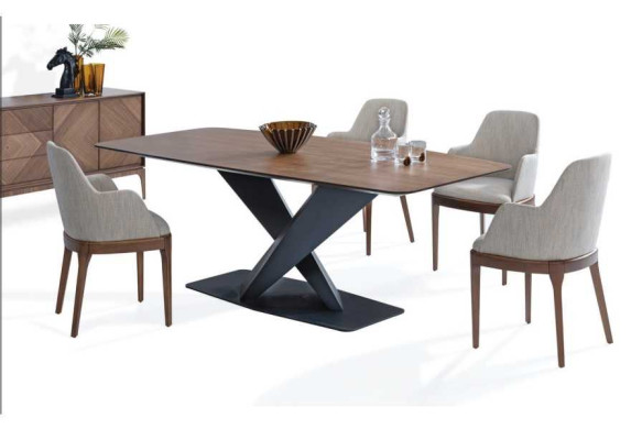 Luxury Set for Dining room 5-piece Table 4x Chairs with Sideboard Tables Wood