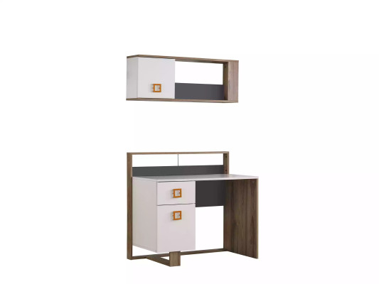 Suite Desk Childrens room Set 2pcs Shelf Computer Wood White