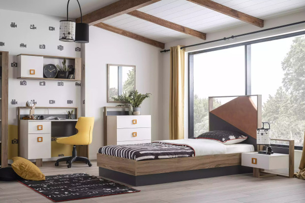 Bed frame Childrens bed Children's furniture Childrens room Bed Wood Gray Set 6 pieces