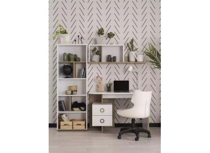 Children's Desk Bookshelf Wood White Set 3-piece design