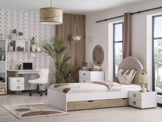 Bed frame Childrens bed Kinderfurniture Childrens room Bed Wood White Modern