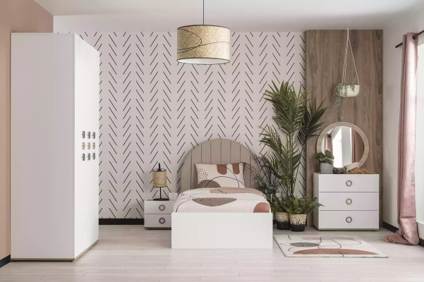 Suite Childrens room Complete Bed Children's Furniture Wood White Set 5pcs