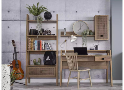 Children's Desk Bookshelf Wood Brown Set 3-piece Shelf