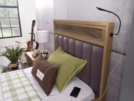 Bed Wooden bed with bed base Suite Youth Bed Wood Brown Set 3pcs