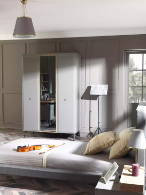 Wardrobe Wardrobe Wooden Cabinet Bedroom Furniture Wood Gray Luxury