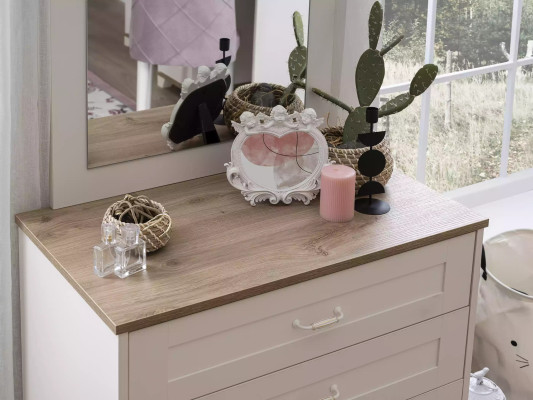 Suite Bedroom Wardrobe Set 3-piece Chest of drawers Wood White