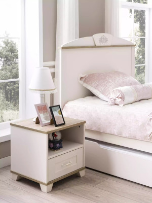 Functional bed pull-out children's bed bed white set 5 pieces wooden bed
