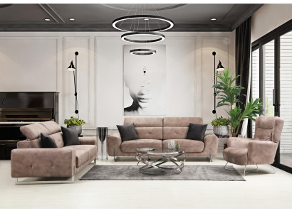 Sofa set Set Three Seater Sofas Living room Armchair Modern Design Textile