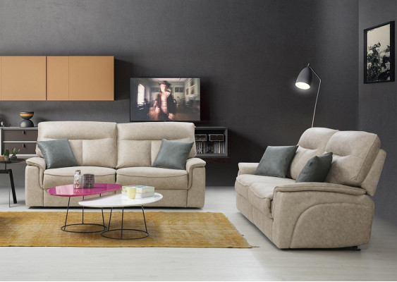 Complete Set 2 pcs Three Seater Sofas Couch Suite Design Modern Living room