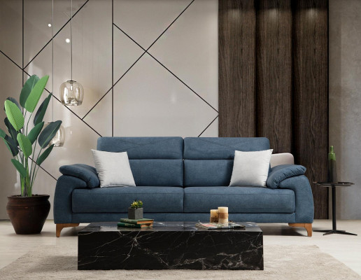 Sofa Couch Living room Modern Furniture Three Seater Blue Upholstered Sofa Design
