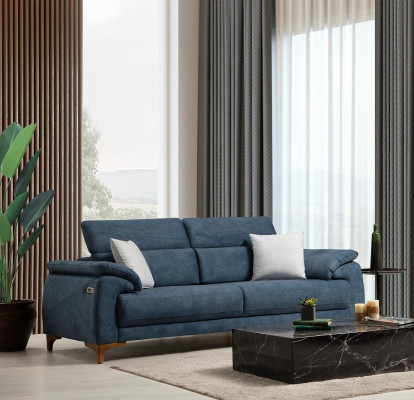 Sofa Couch Living room Modern Furniture Three Seater Blue Upholstered Sofa Design