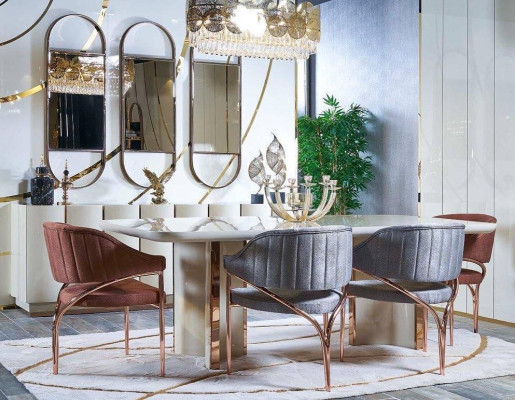 Living room Sideboard White Mirror Material Wood with Metal Style Modern