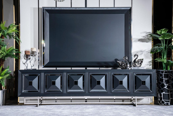 Living room TV Wardrobe tv television stander Wardrobe lowboard new Black