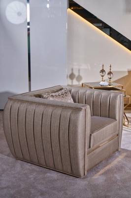 Luxury Beige Set Sofa set 3+3+1 Seater Coffee table Sofa Armchair Sofas 5pcs