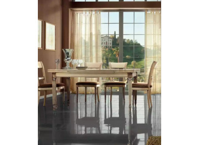Italian style dining table 4x chairs wood table dining set design 5 pieces