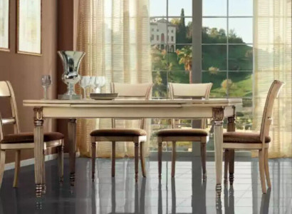 Italian style dining table 4x chairs wood table dining set design 5 pieces