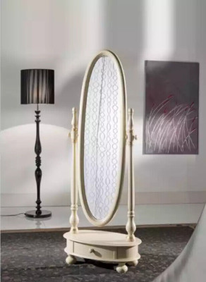 Classic r Living room Big Floor Mirror Beige Wooden Frame Design new