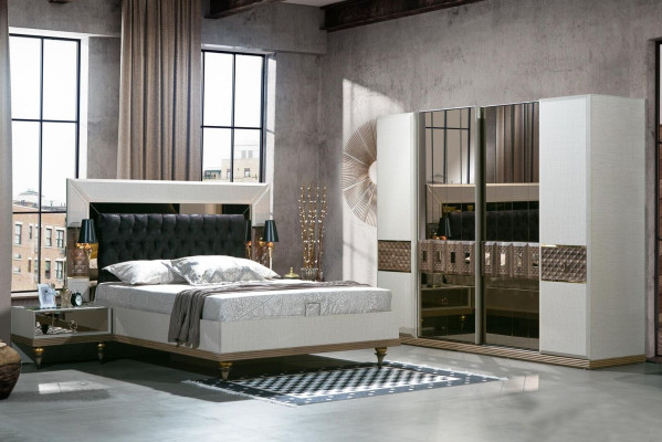Luxury Bed with Glass Elements Double Beds Bed frame Furniture 180x200