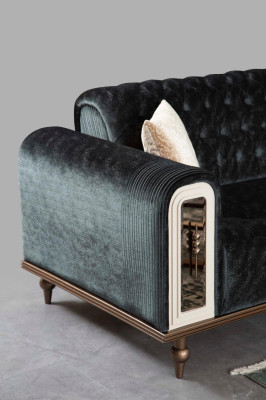Luxury Three Seater Sofa 3 Seater Fabric Sofas Design Beige Textile Black