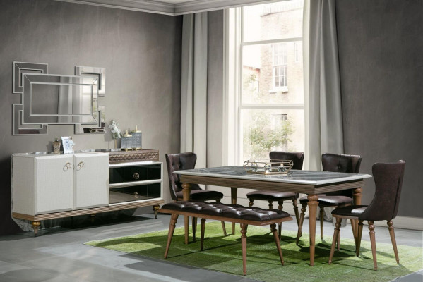 Complete Set Dining table 4x Chairs Dining room Set Ess Wood Table Tables 4pcs