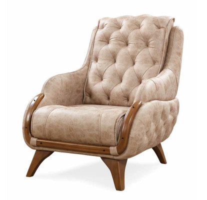 Armchair Seat Classic Design Living room Upholstery Single Seater Leather Style