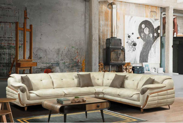 Corner sofa L-shape Textile Luxury Sofa Living landscape Upholstery Couch Couches