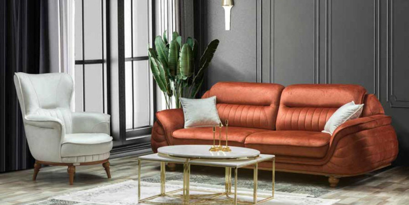 Sofa 3 Seater Furniture Fabric Three Seater Sofas Living room Classic s style