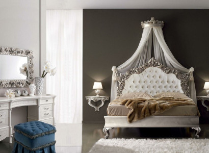 Bed + 2x Bedside table 3 pcs. Bedroom Set Design Modern Luxury Chesterfield