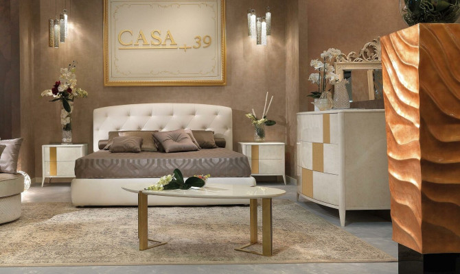 Italian style furniture 4 pieces. Set Bed + 2x Bedside table + Chest of drawers Bedroom